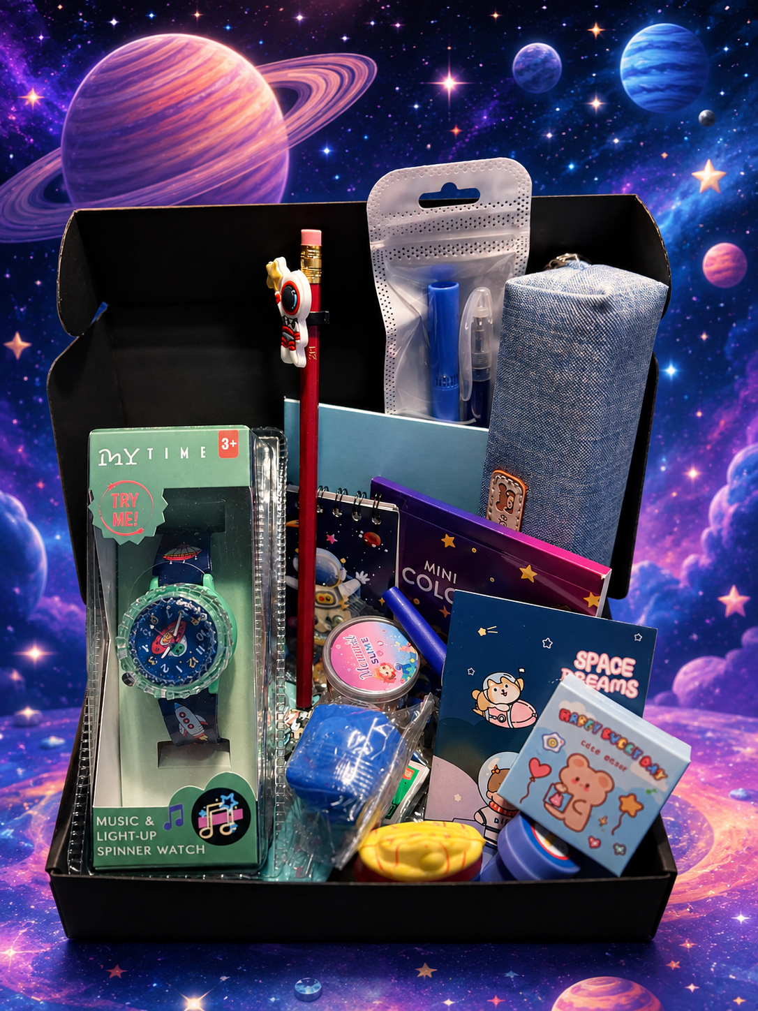 Coffret papeterie Kawaii et Space