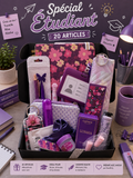 Coffret Spécial Étudiant Mauve – 20 Articles de soins et de papeterie