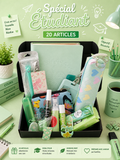 Coffret Spécial Étudiant Vert Clair – 20 Articles de soins et de papeterie